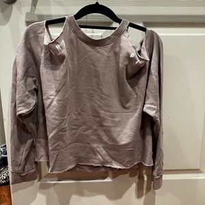Cropped cold shoulder sweatshirt